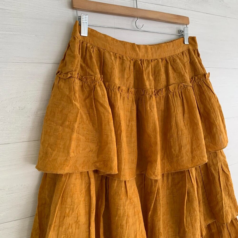NWT Universal Thread - Golden yellow tiered ruffle pull on cotton skirt, L - Picture 4 of 6